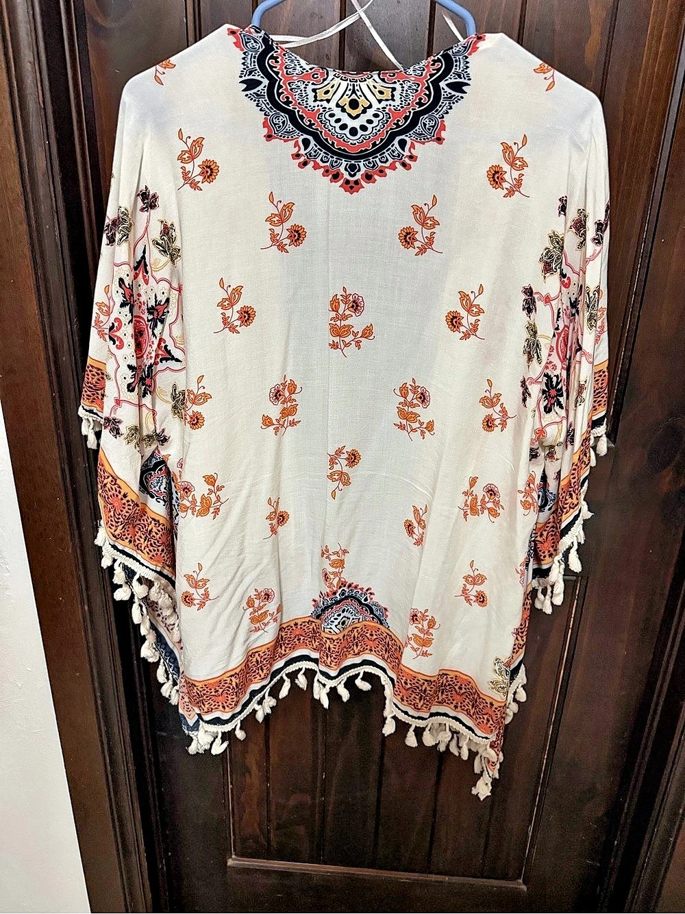 bobbie brooks Floral Tassel Tunic in Cream & Orange Like New